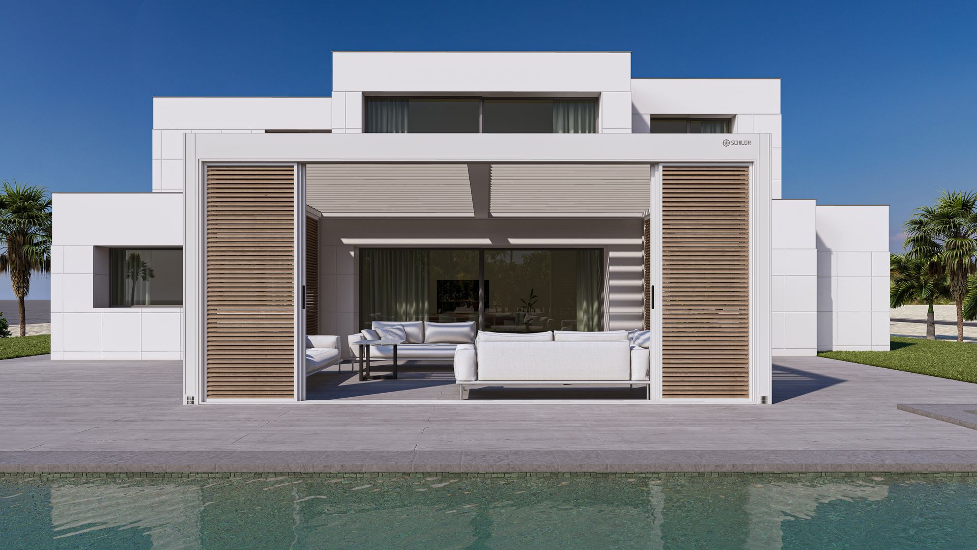 White & brown house open two - Freehold, NJ - Awning Design Inc