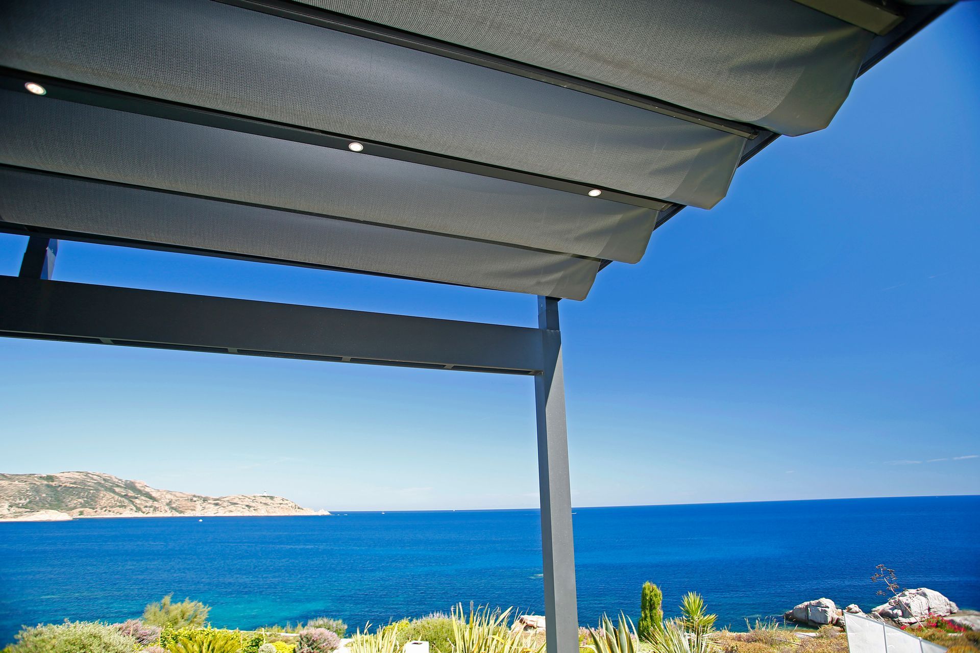 A view of the ocean from under a canopy - Freehold, NJ - Awning Design Inc