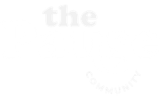 The word community is written in white on a white background.