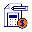 Document with calculator, pencil, and dollar sign icon, indicating financial calculation.