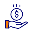 Hand with open palm receiving a falling coin with dollar sign, money concept.