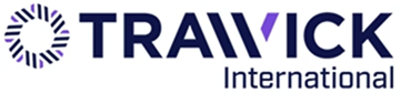 Logo for Travick International with a circular design and the company's name in dark blue and purple.