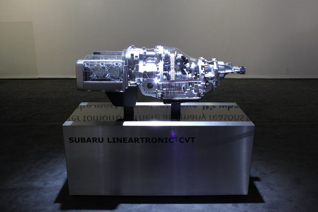 A subaru lineartronic cvt engine is on display