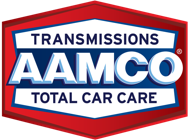 The logo for aamco transmissions total car care.