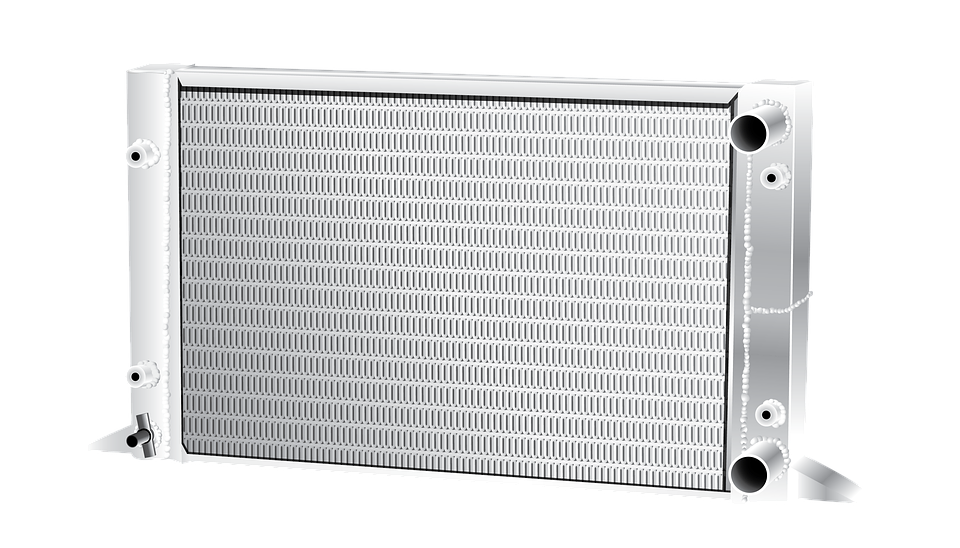 A close up of a radiator on a white background.