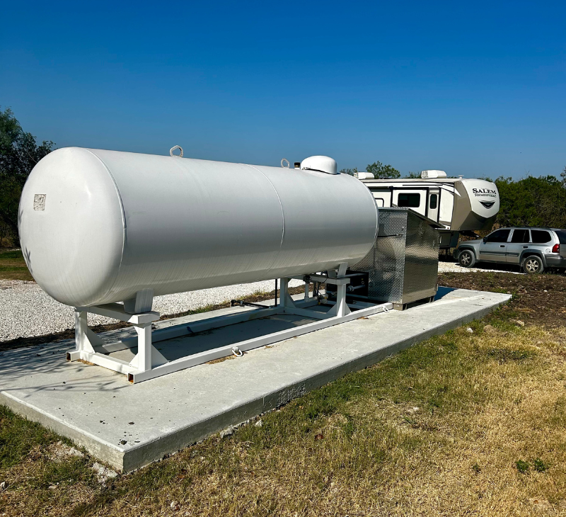 Propane tank amenity at Long Creek RV Park New Braunfels TX
