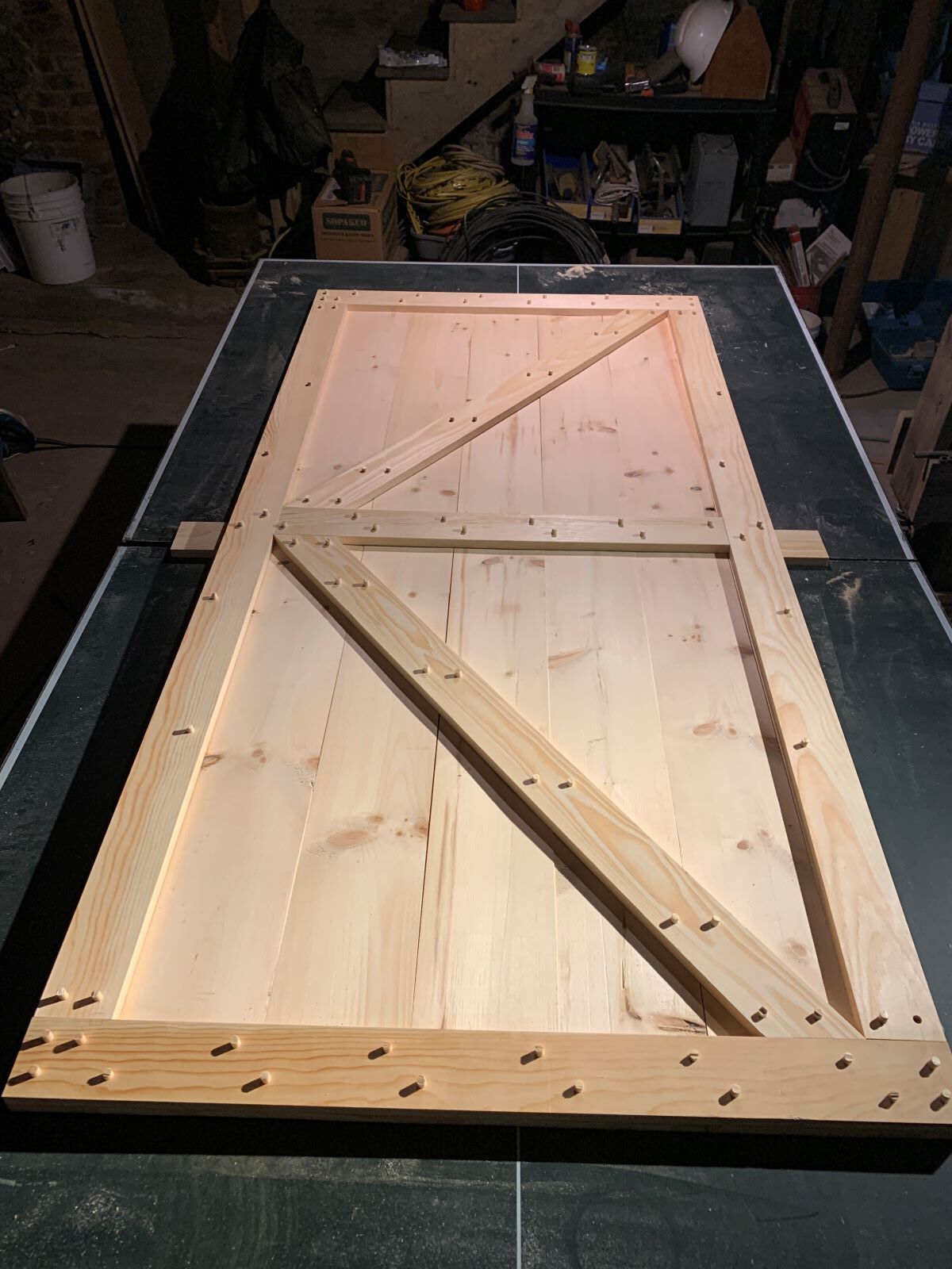 A large piece of wood is sitting on top of a table.