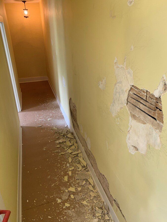 Plaster walls being repaired