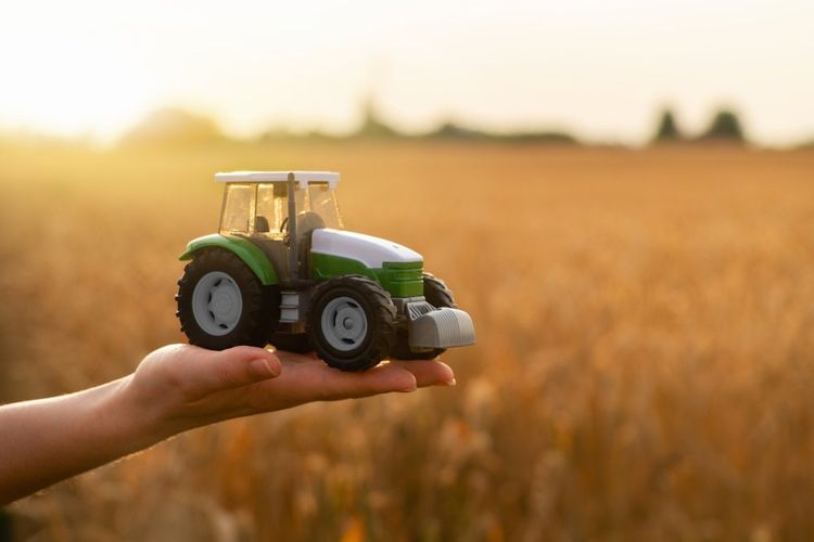 Hand holding small model of tractor — Insurance Services in Biloela QLD