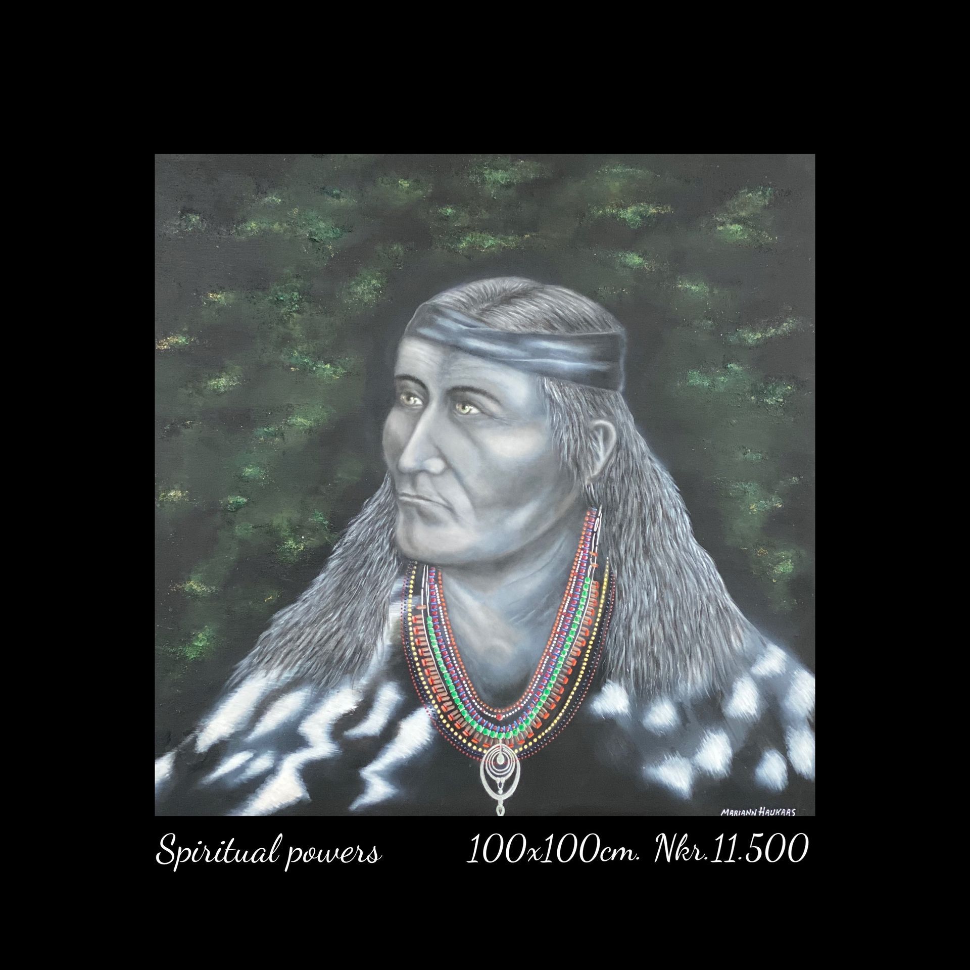 A painting of a man with spiritual powers written on the bottom