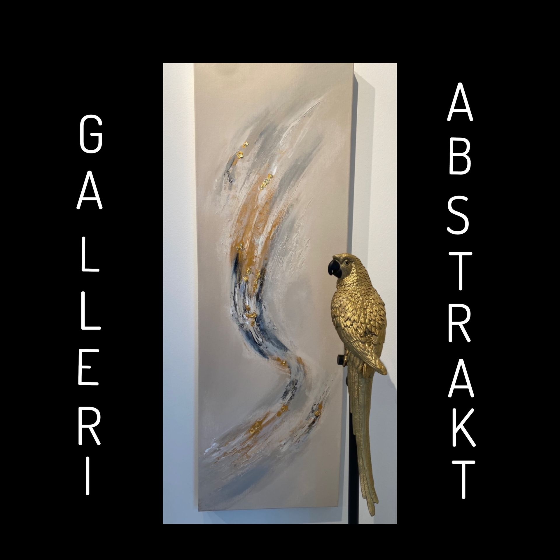 A parrot is sitting on a branch next to a painting on a wall.