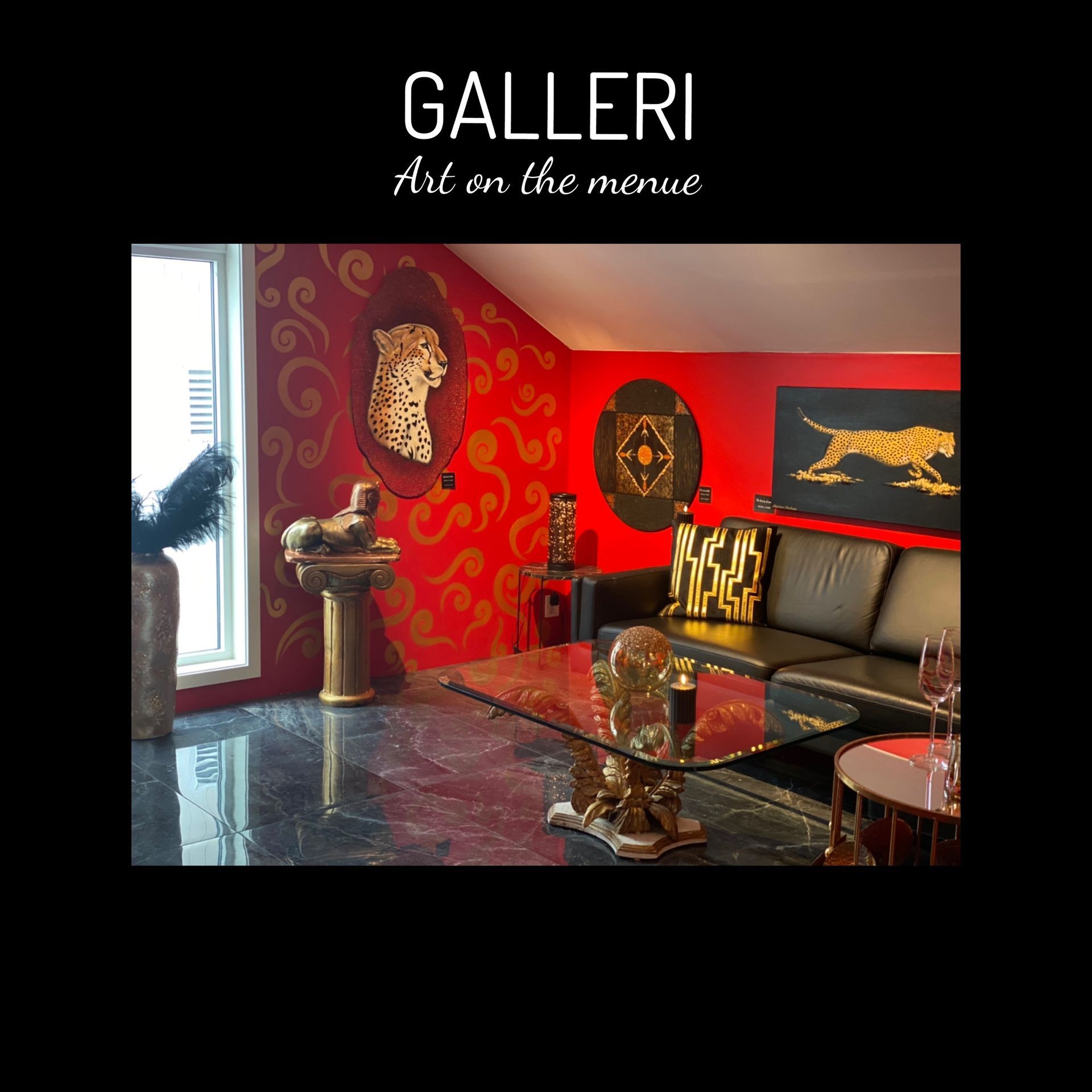 A living room with a couch and a glass coffee table