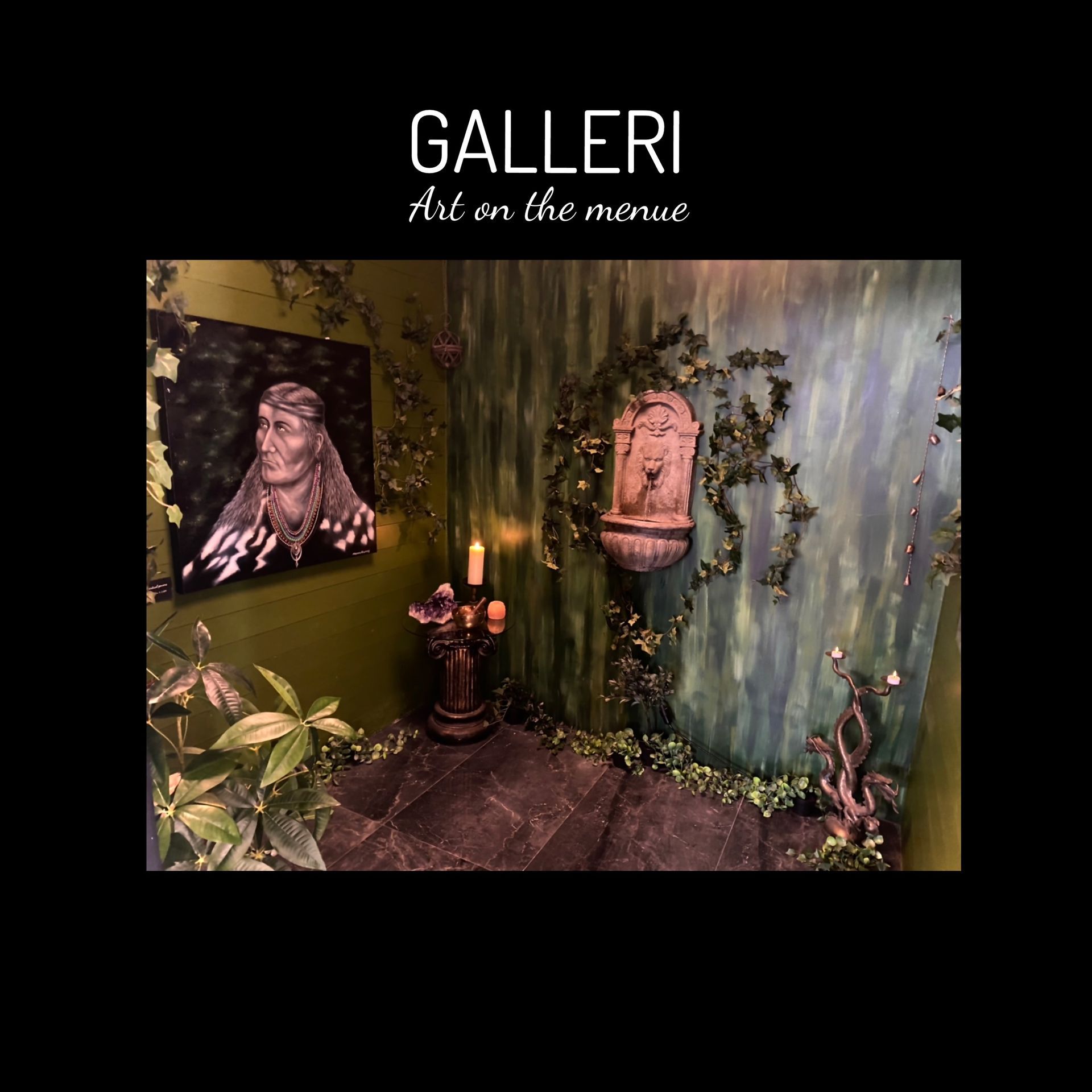 A picture of a room with a painting on the wall.