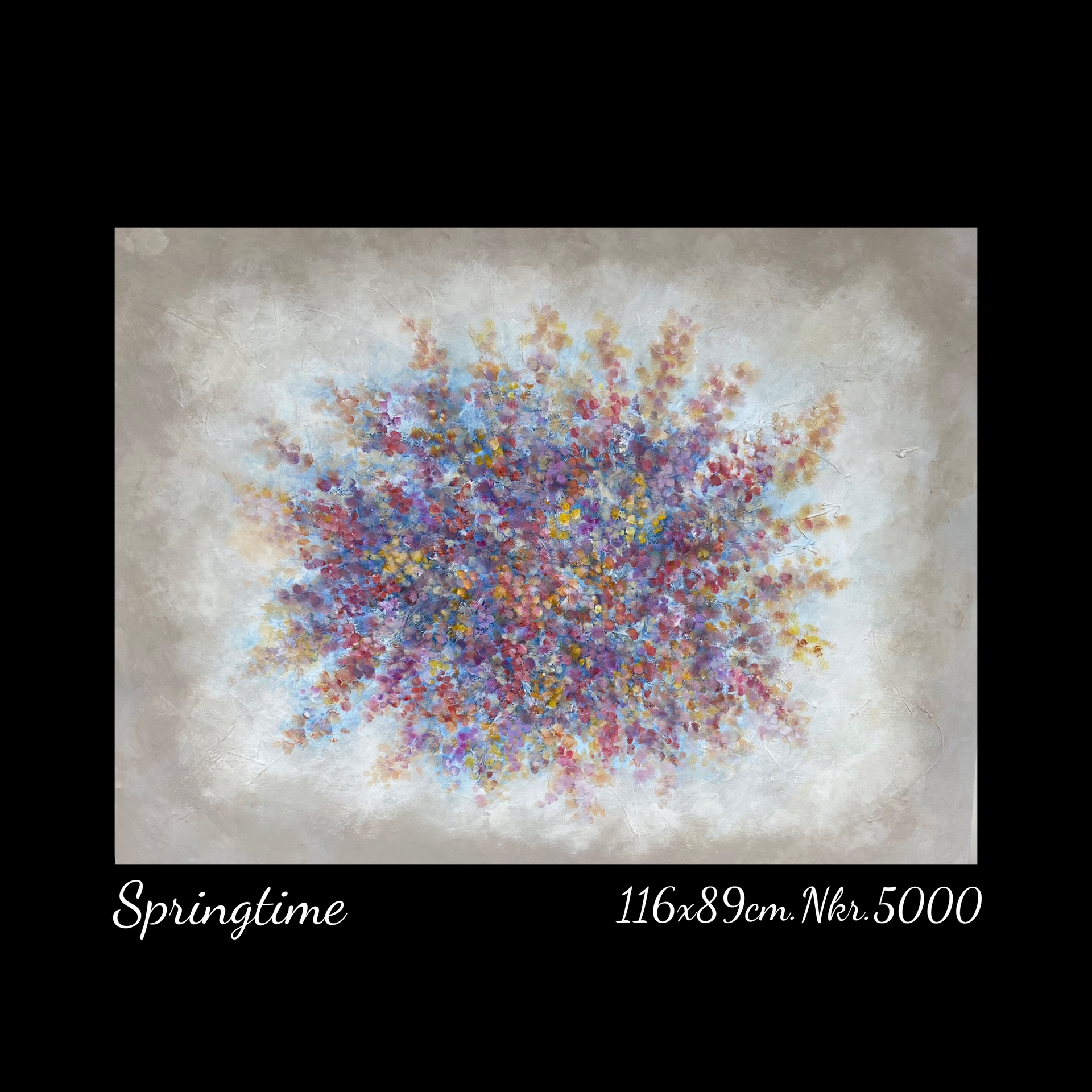 A painting of a bunch of colorful flowers on a white background.