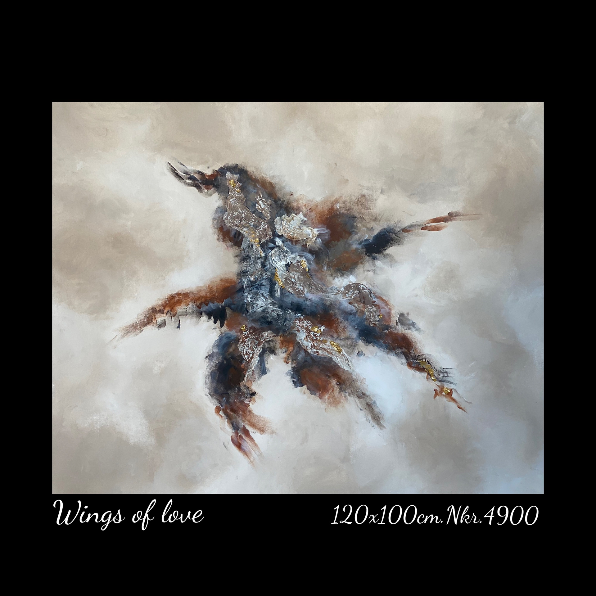 A painting with the words wings of love on it