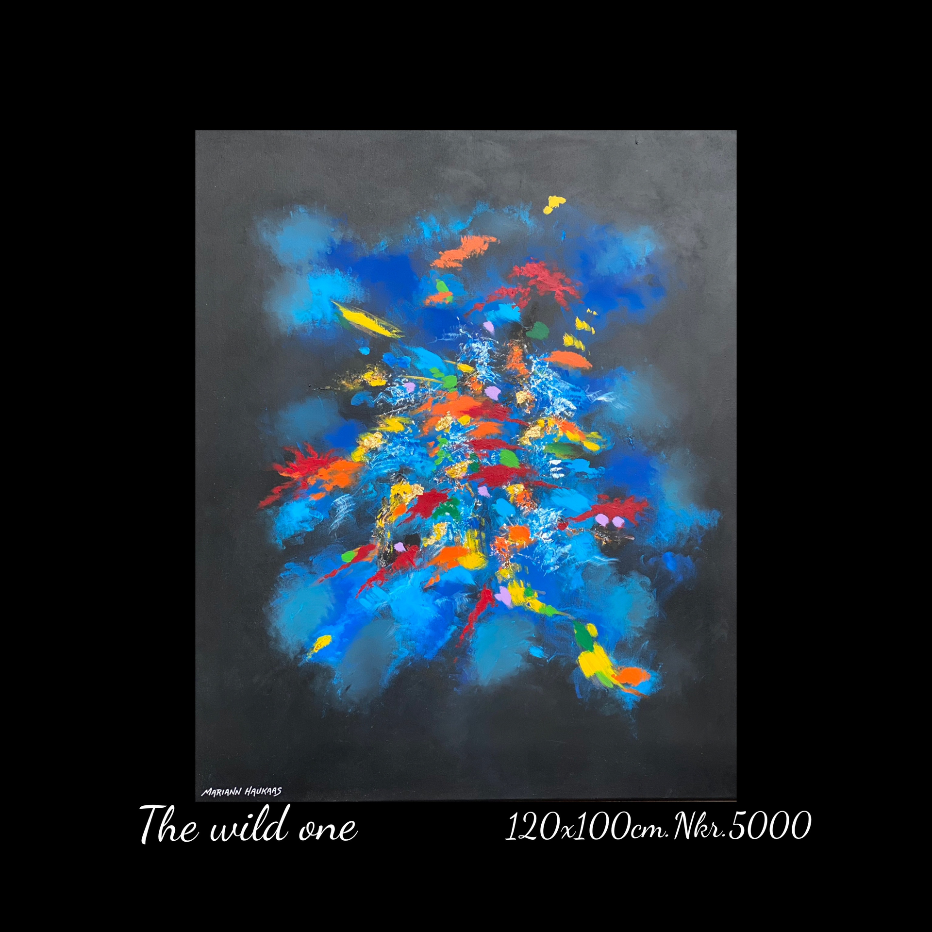 A colorful painting with the title the wild one