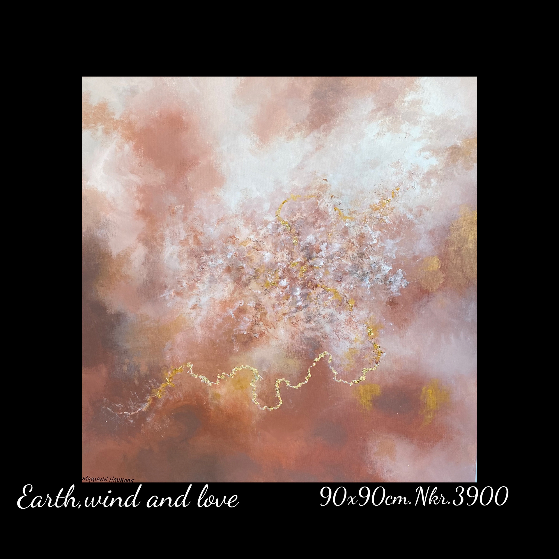 A painting with the words earth wind and love on it