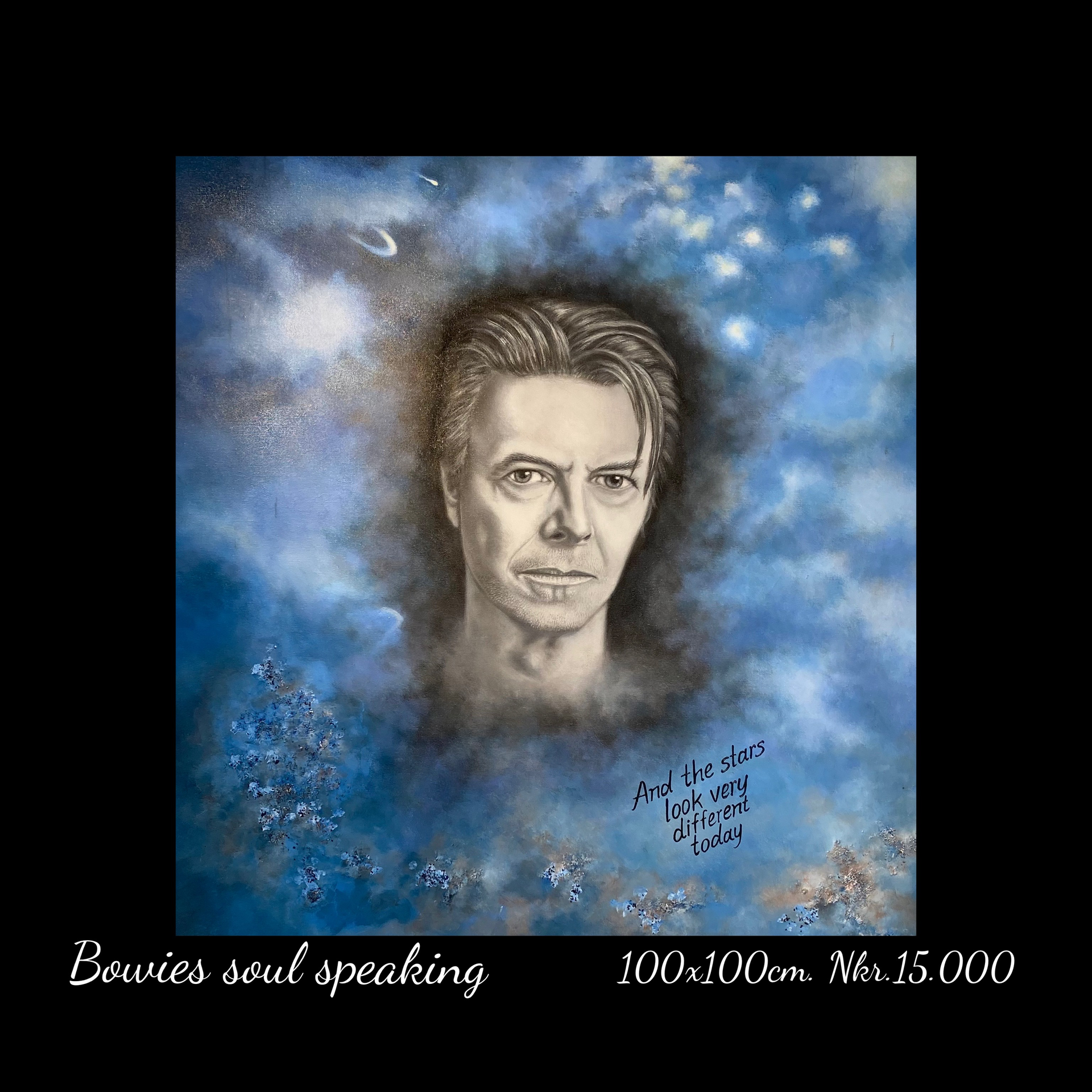 A painting of david bowie with the words bowies soul speaking