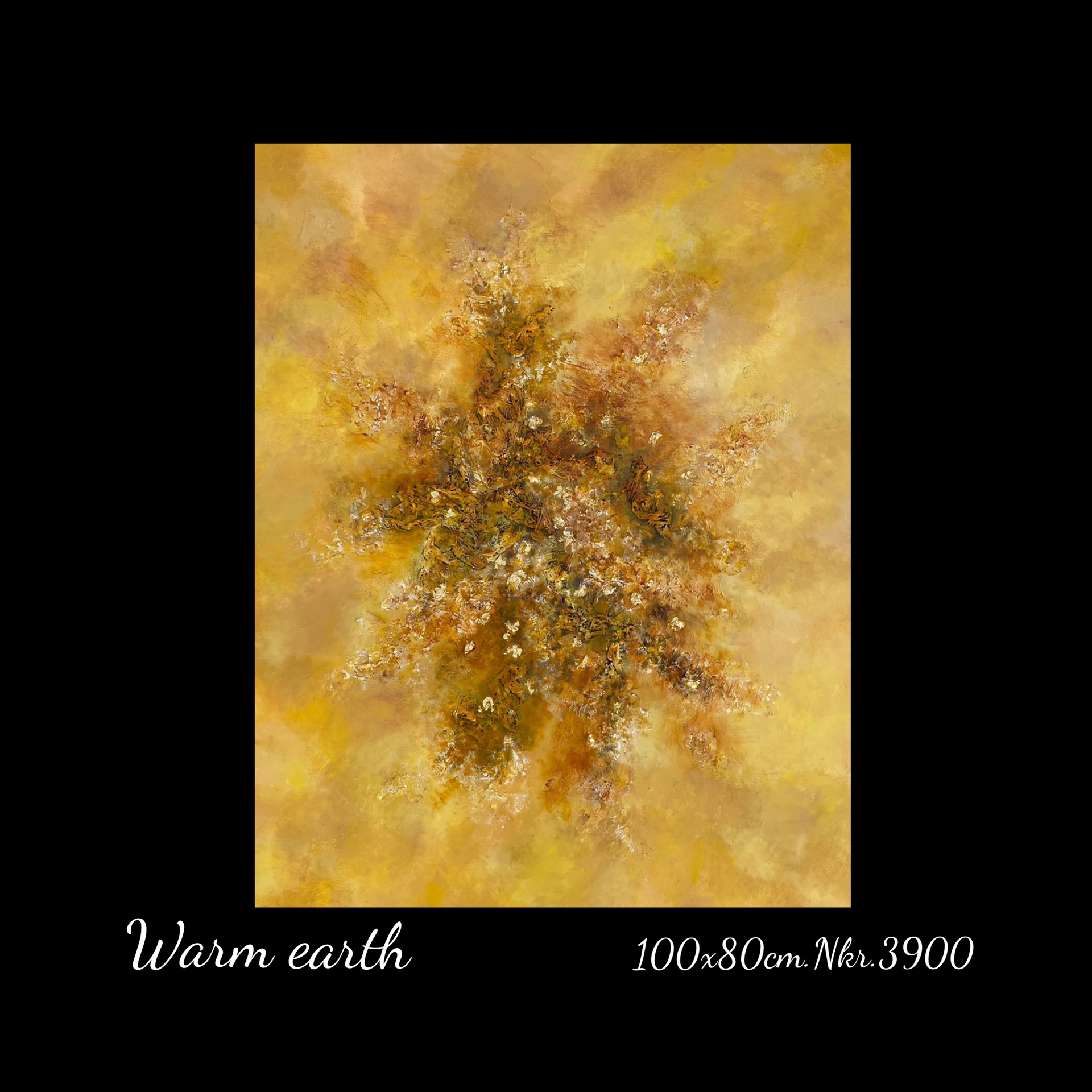 A painting of a flower is titled warm earth
