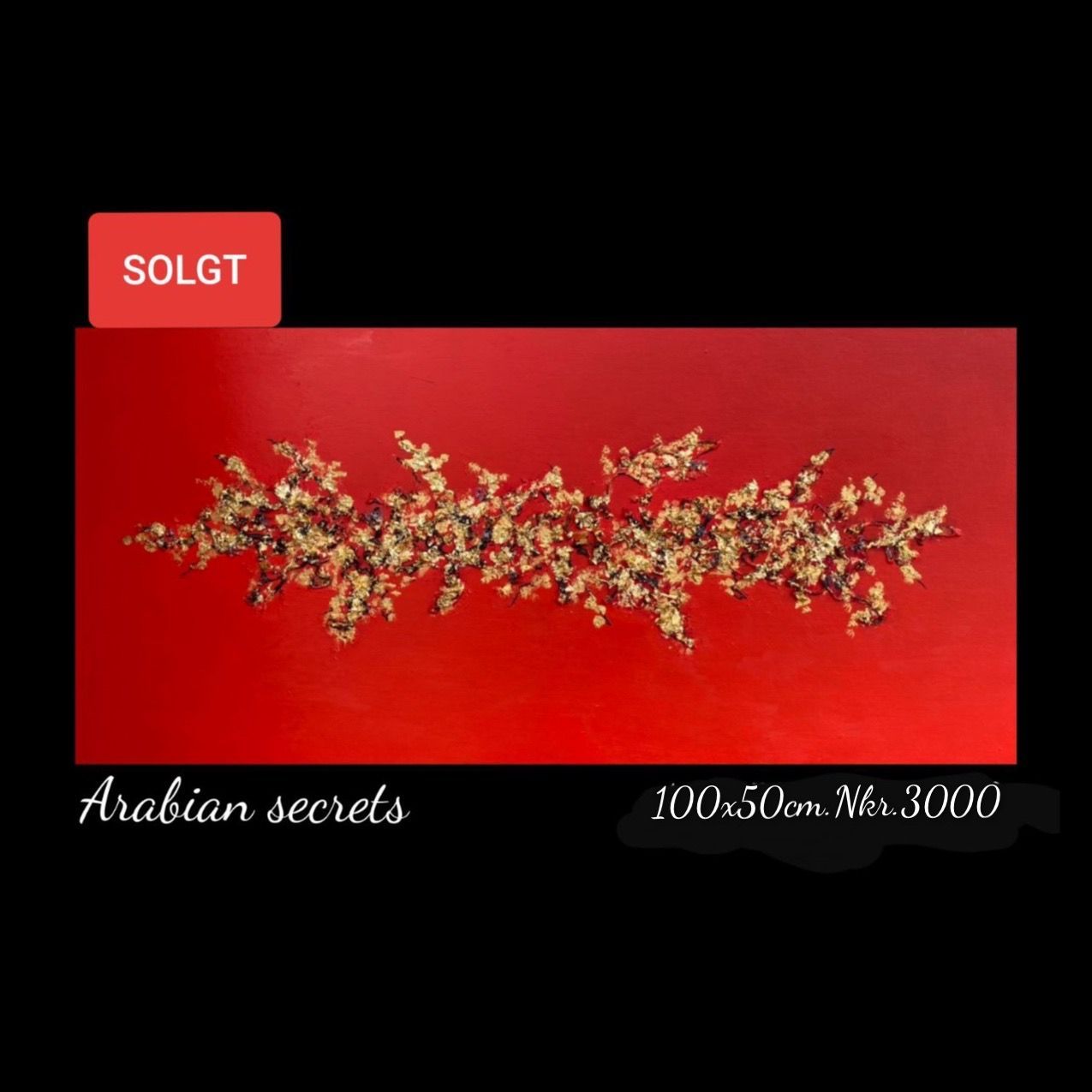 A red background with a sign that says solgt on it