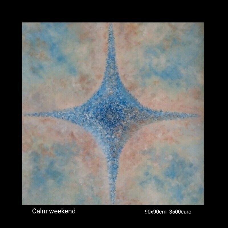 A painting of a star is titled calm weekend