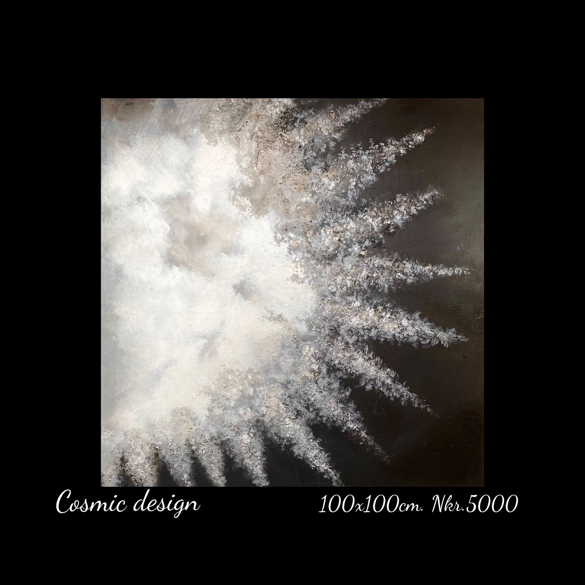 A painting of a sun on a black background by cosmic design