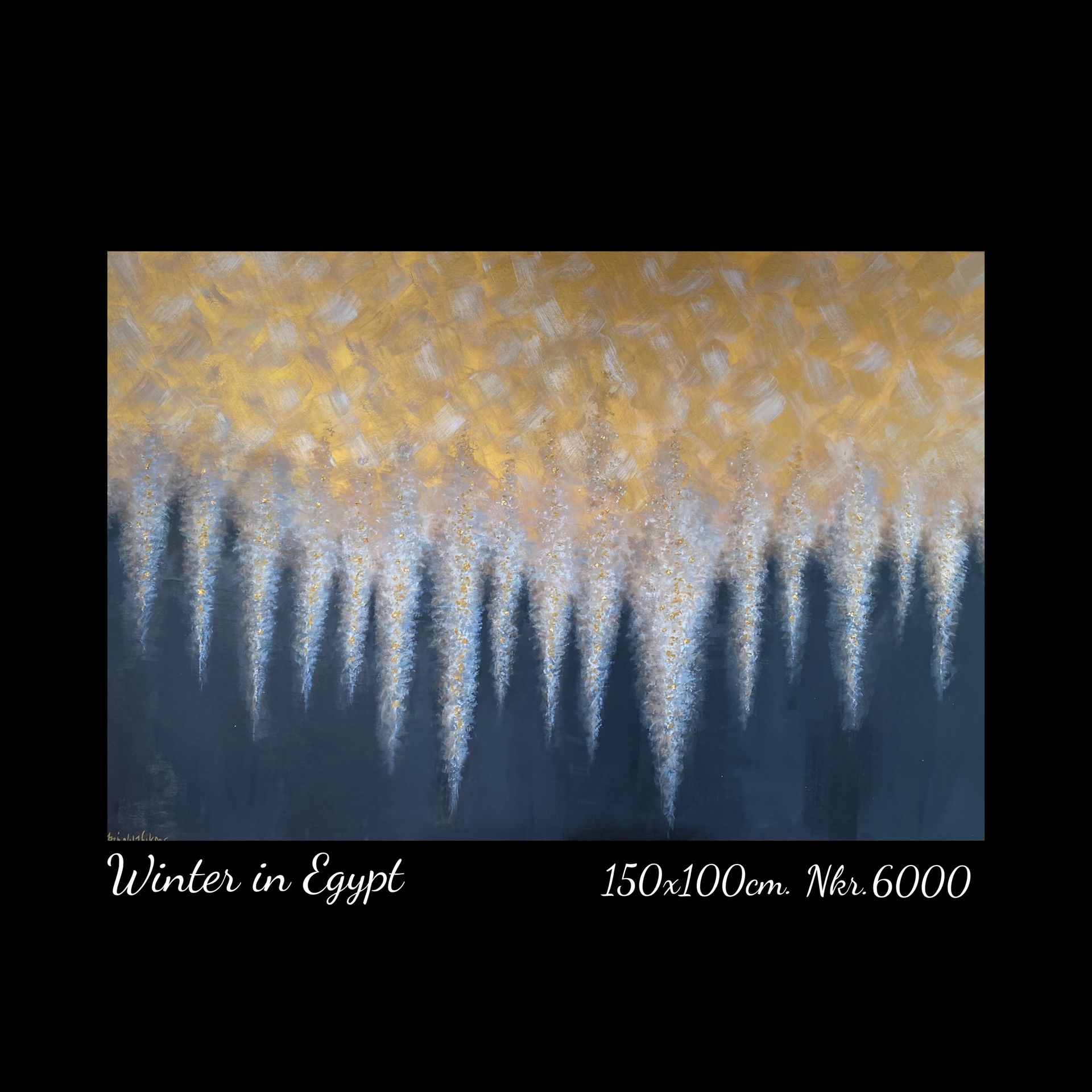 A painting of icicles is titled winter in egypt