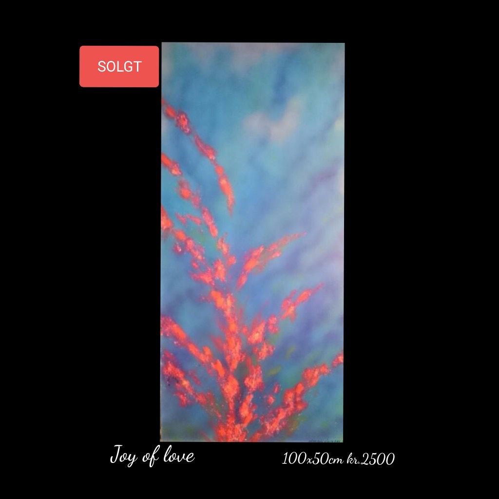 A picture of a painting with the words joy of love on it
