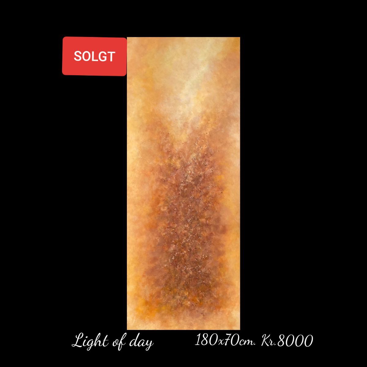 A painting with a red sign that says solgt light of day