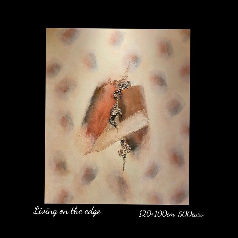A painting with the words living on the edge on it