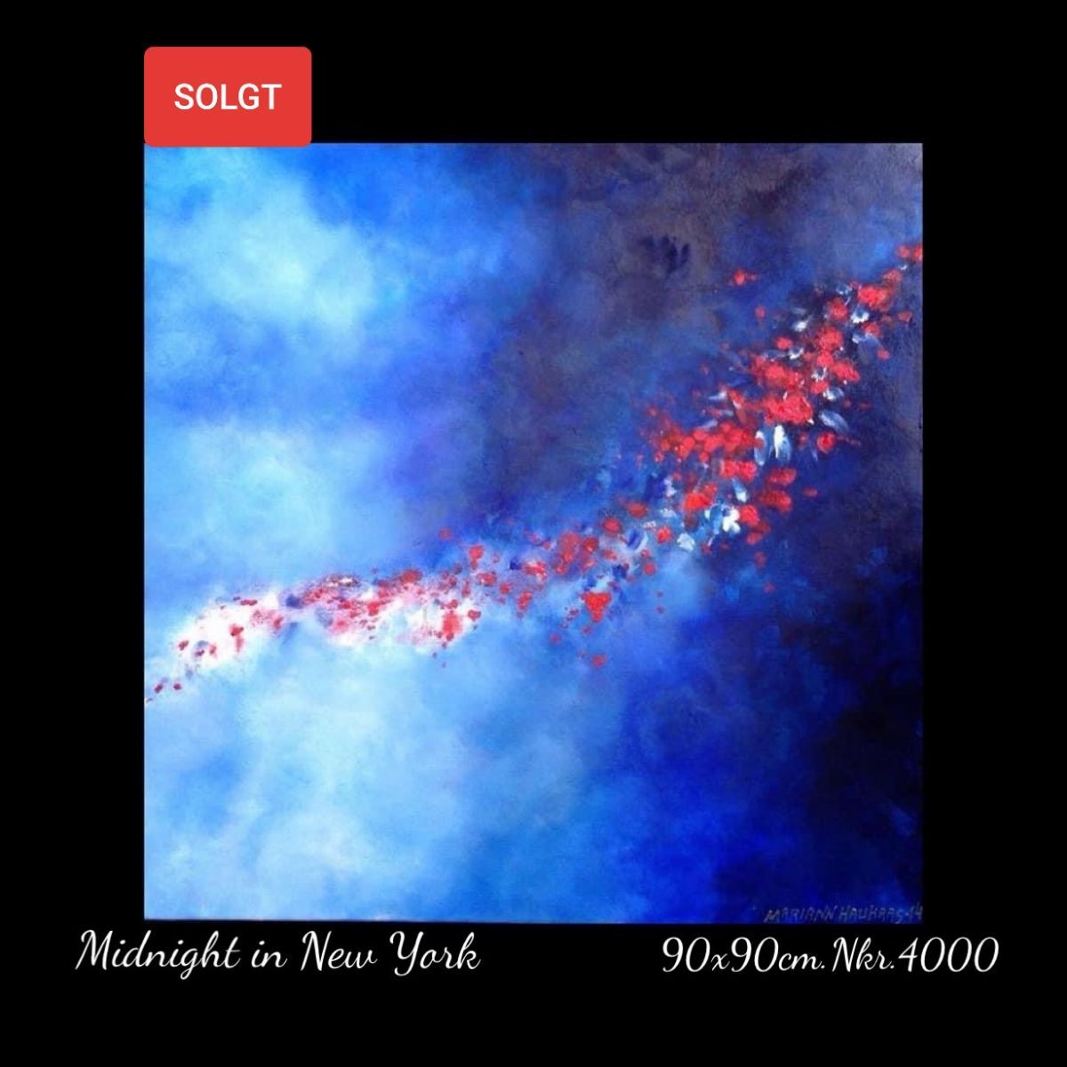 A painting titled midnight in new york is for sale