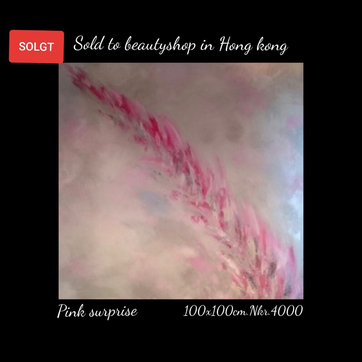 A pink surprise painting is being sold in hong kong.