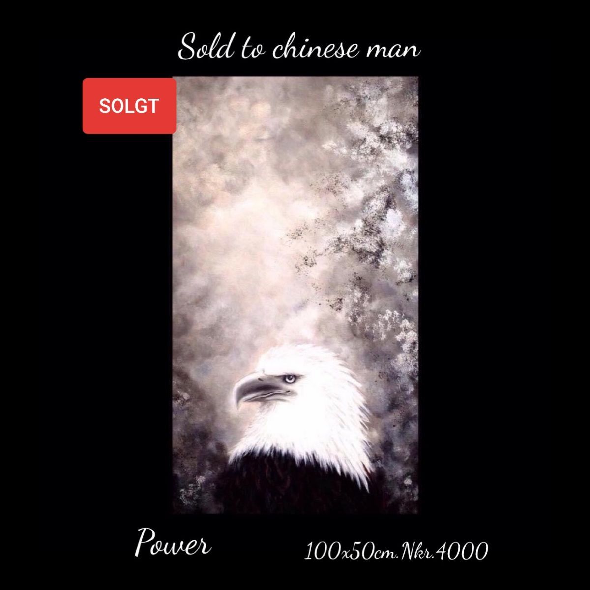 A painting of an eagle is being sold to chinese man