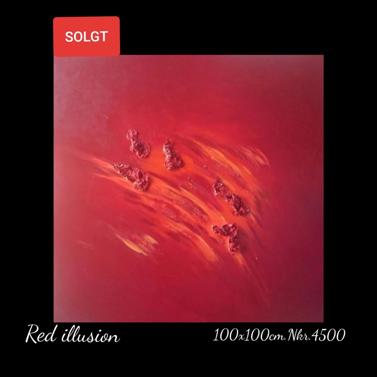 A painting of red illusion is for sale