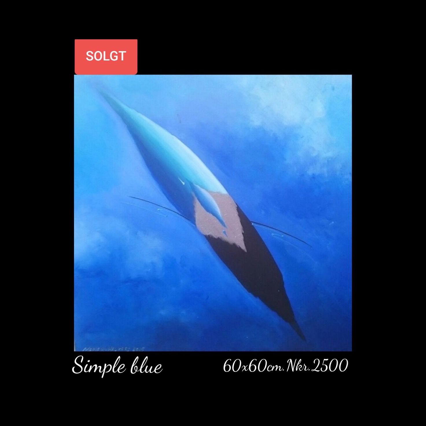 A painting of a boat in the ocean is for sale