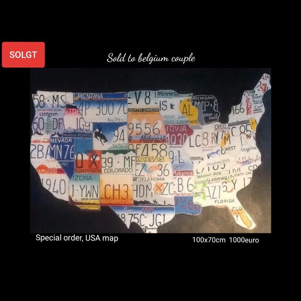 A map of the united states made out of license plates