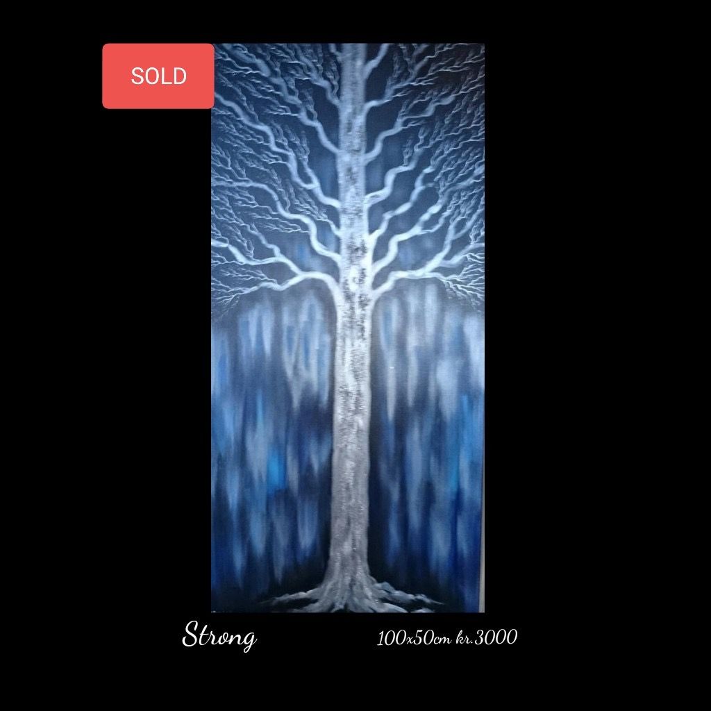 A painting of a tree on a blue background has been sold.