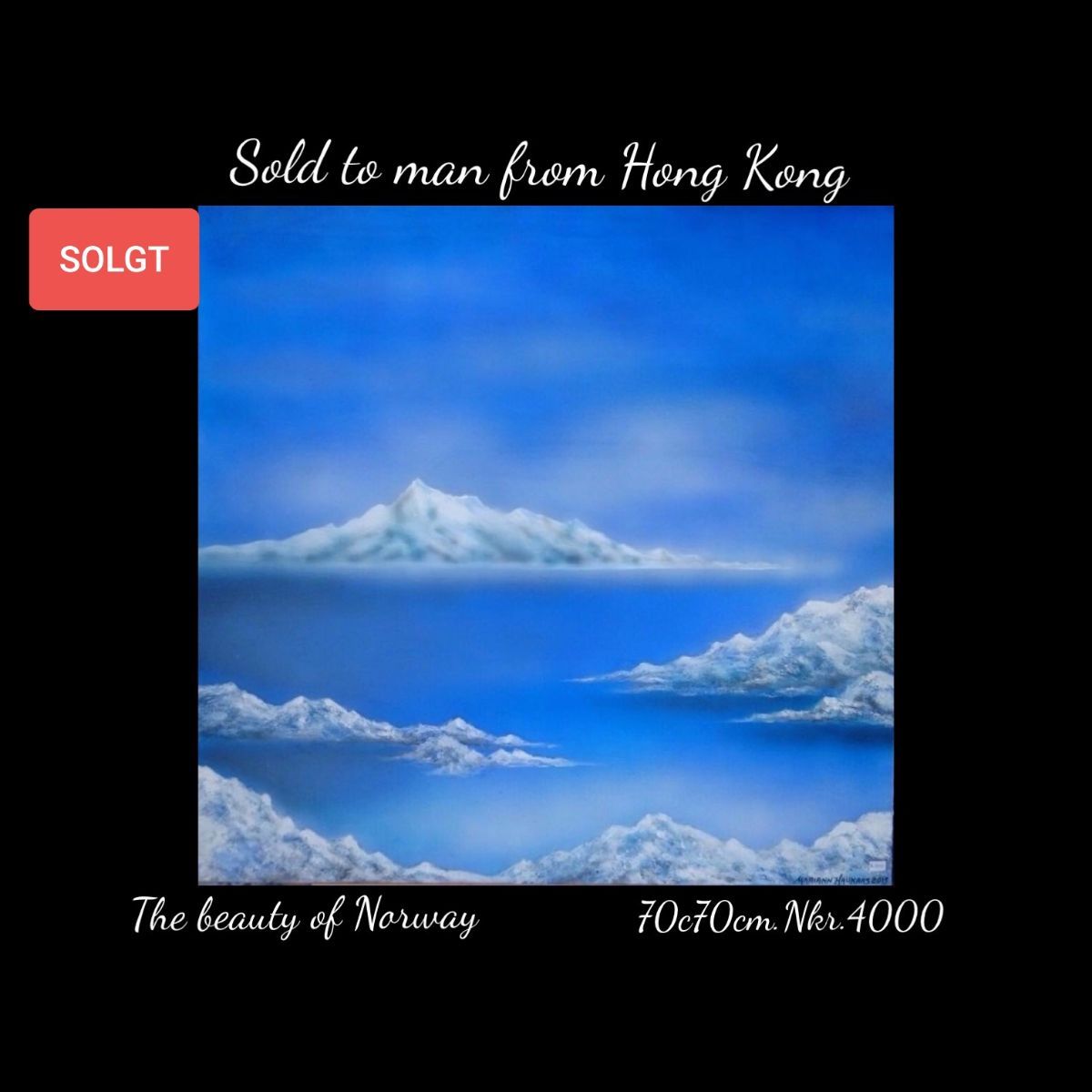 A painting of mountains and clouds is sold to main from hong kong