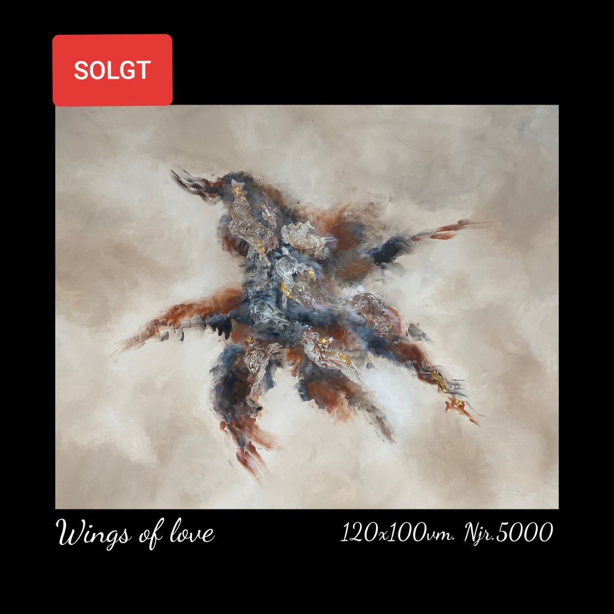 A painting titled wings of love is for sale