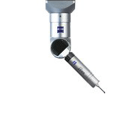 A close up of a robotic arm on a white background.