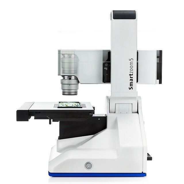 A smartzoom 5 microscope is shown on a white background