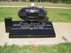 Football shaped headstone — Headstones in Dubbo, NSW