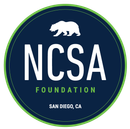 NCSA Foundation logo with white bear on navy circle, green ring, and San Diego, CA text