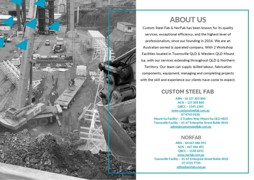 A Brochure for a Company Called Custom Steel Fab — Custom Steel Fab in Garbutt, QLD