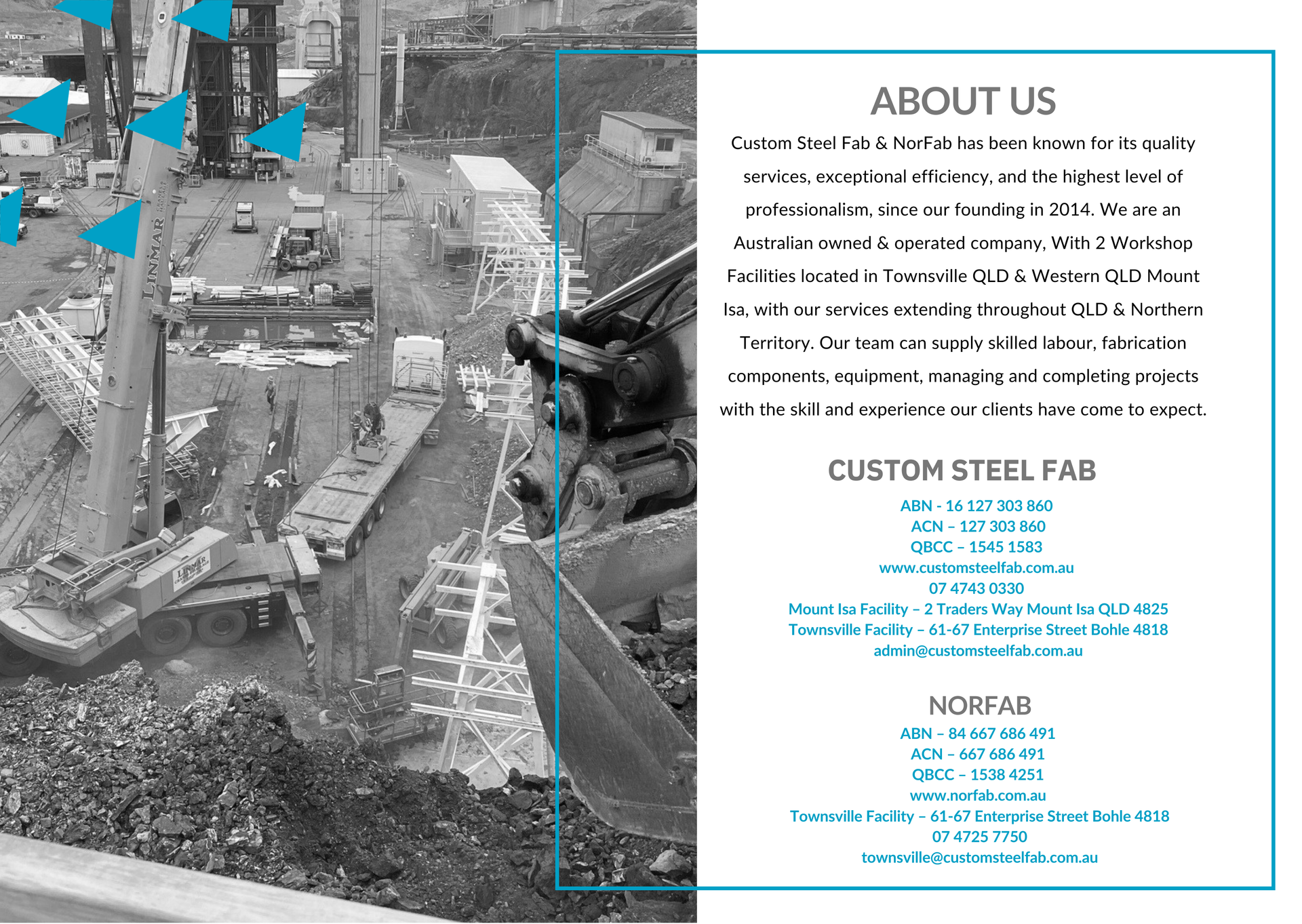 A Brochure for a Company Called Custom Steel Fab — Custom Steel Fab in Garbutt, QLD