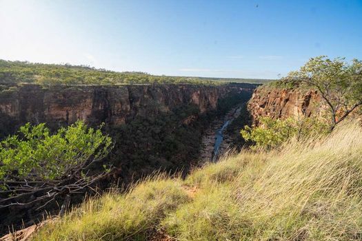 A View Of A Canyon With A River Running Through It — Custom Steel Fab in Hughenden, QLD