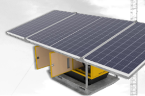 A solar panel is sitting on top of a generator