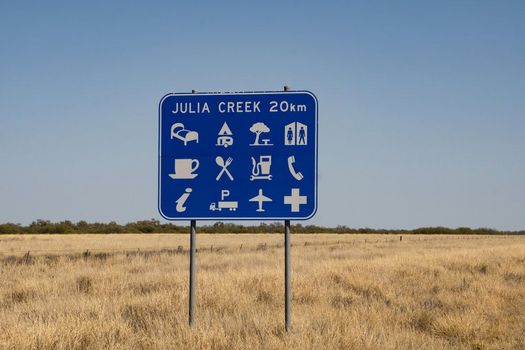 Julia Creek 20km Sign In The Middle Of A Field — Custom Steel Fab in Julia Creek, QLD