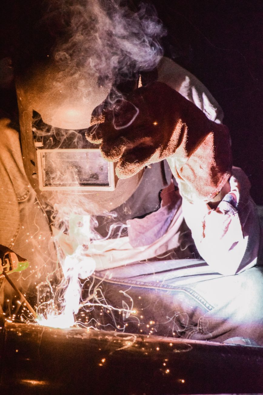 Welder With Helmet — Custom Steel Fab in Ravenswood, QLD