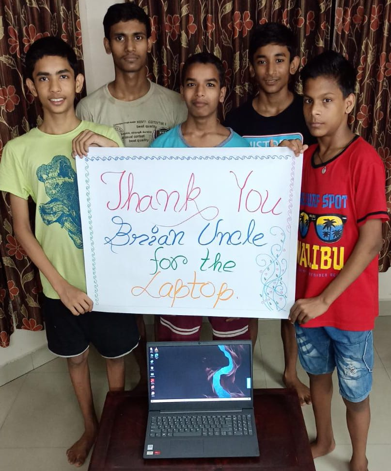 Bekind Boys say thanks for a laptop to support their remote learning